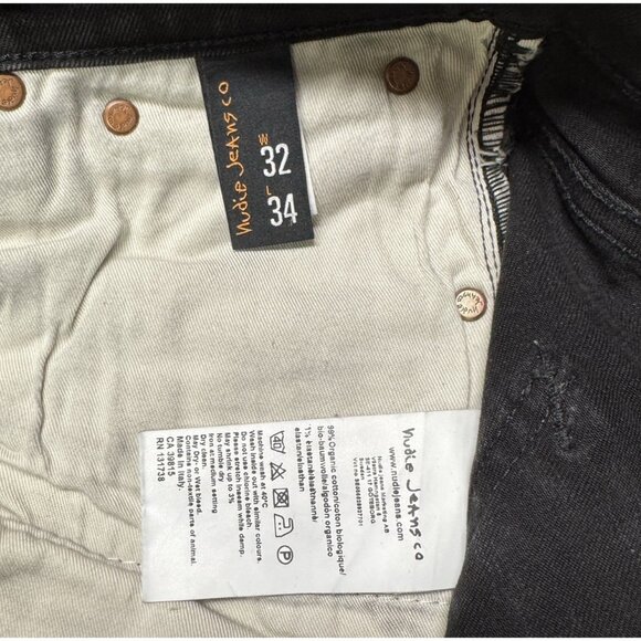 Nudie Jeans Co. Men's 32x34 (Act 32x33) Lean Dean Slim‎ Black Made in Italy - Picture 5 of 7